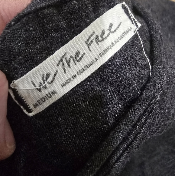 Free People Natasha Ruched Long Sleeve T Shirt Tee Top Black Size M - Picture 3 of 6